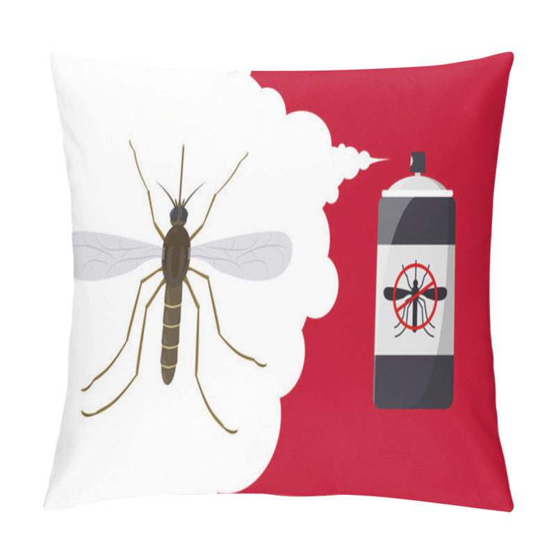 Personality  Mosquito Repellent Banner Concept. Insect Repellent Aerosol. Pest, Insect And Bug Control Spray Bottle Pillow Covers