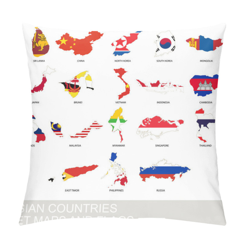 Personality  Asian Countries Set, Maps And Flags Pillow Covers