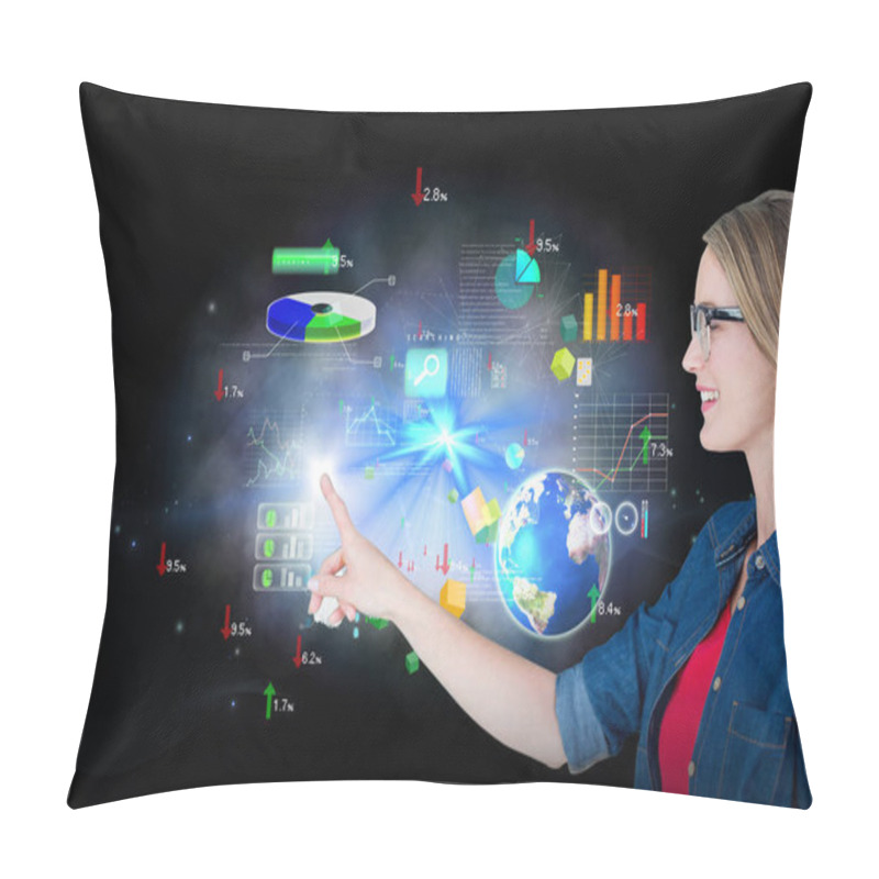 Personality  Woman Wearing Eyeglasses Pointing 3d Pillow Covers