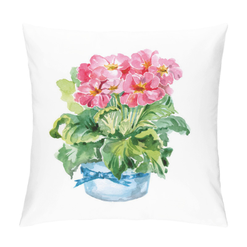 Personality  Sketch Of Blossoming Primrose. Pillow Covers