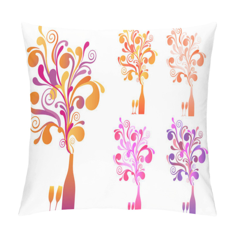 Personality  Champagne Bottle And Glasses, Vector Pillow Covers