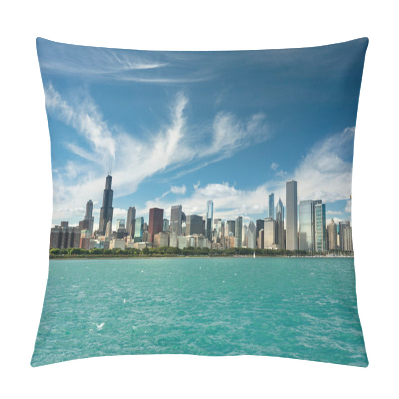 Personality  Chicago Cityscape Looking Out From The Adler Planetarium Across Lake Michigan In Illinois USA Pillow Covers