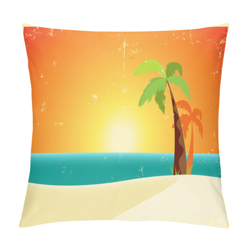 Personality  Grunge Tropical Beach Poster Pillow Covers