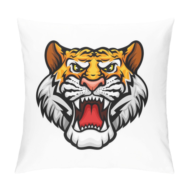 Personality  Tiger Roaring Head Muzzle Vector Mascot Icon Pillow Covers