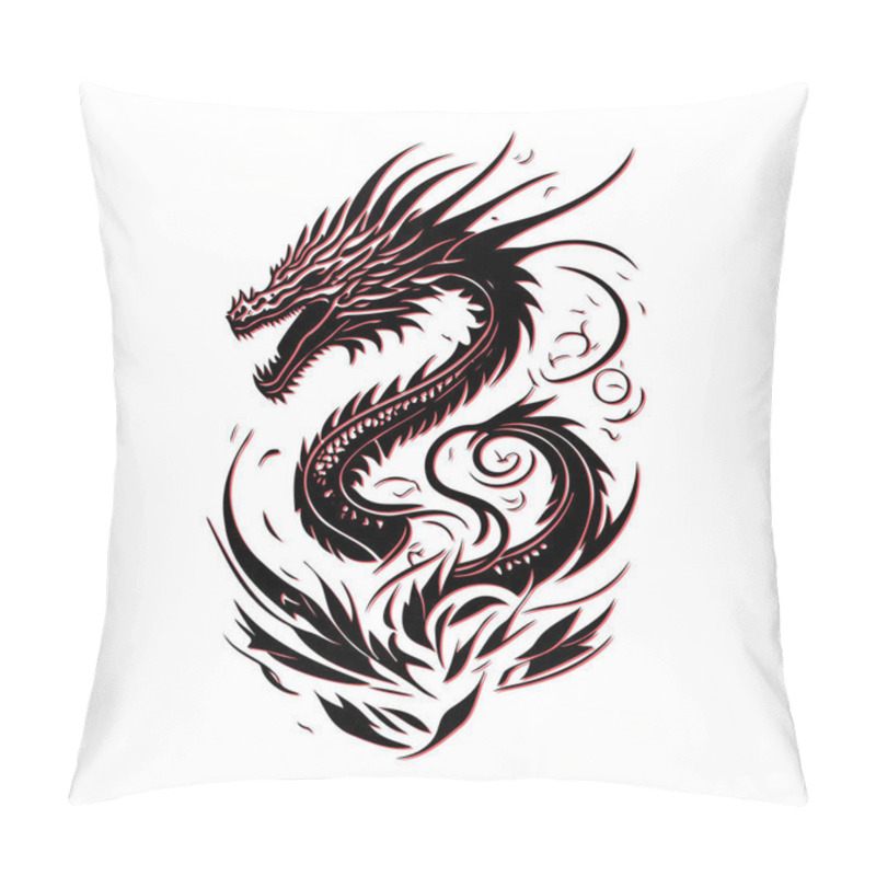 Personality  Black Dragon Tattoo Design. Concept Of Power, Strength, And Mythology. Pillow Covers