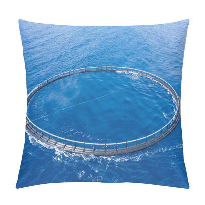 Personality  Aerial View Close Up, Fish Farm With Floating Cages In Sea Pillow Covers