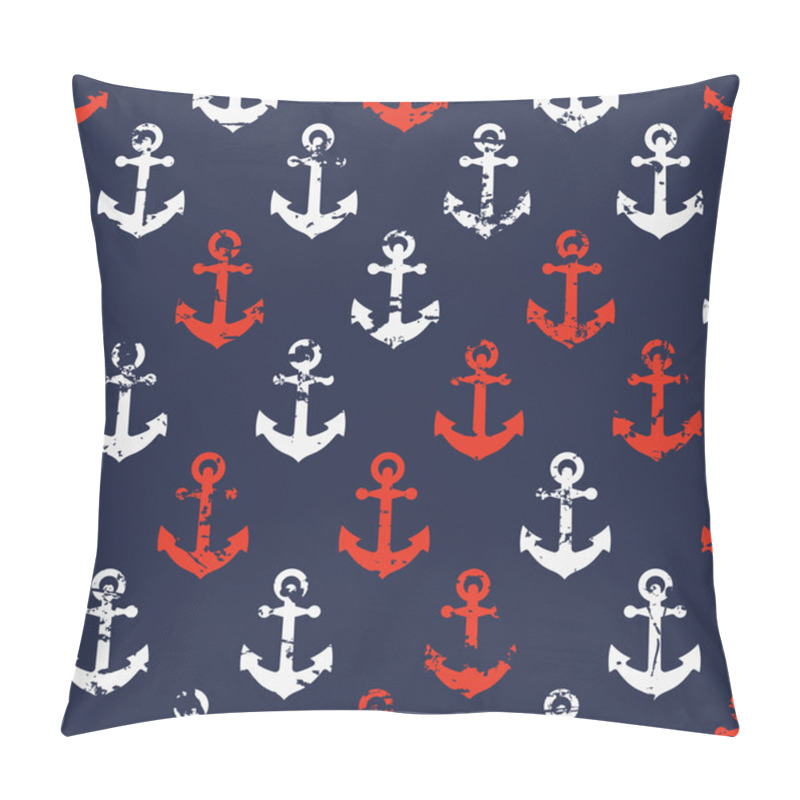 Personality  Hand Drawn Vector Seamless Navy Pattern With Red And White Ancho Pillow Covers