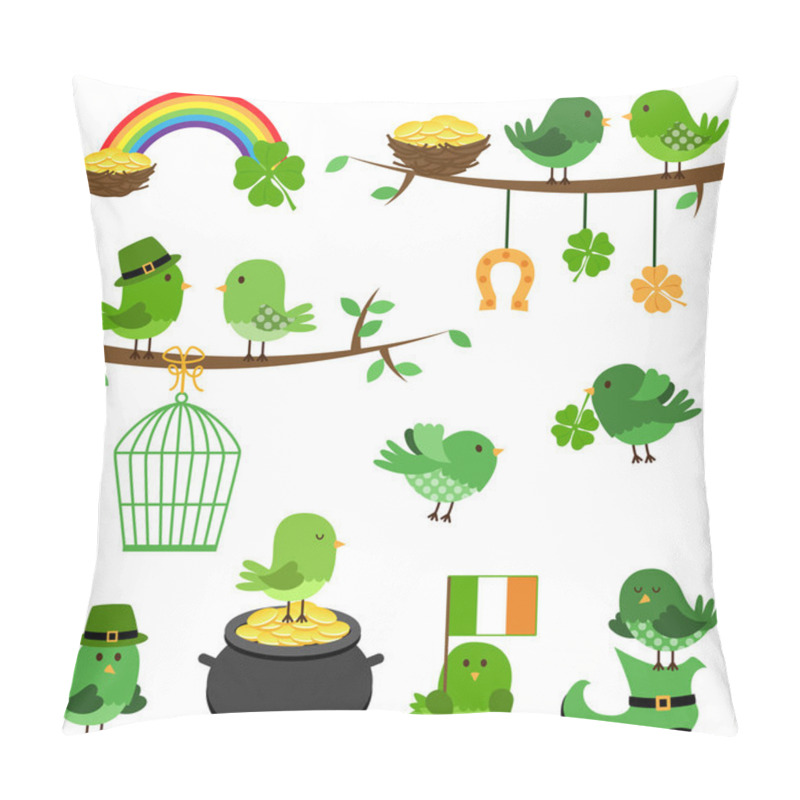 Personality  Vector Set Of St Patrick's Day Themed Birds Pillow Covers