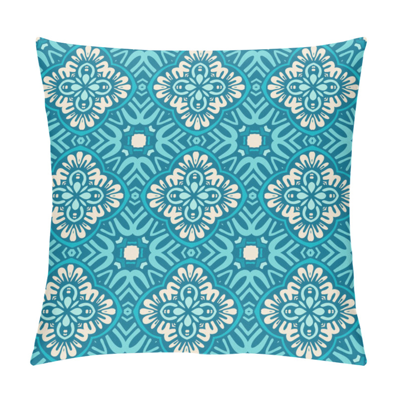 Personality  Blue Geometric Seamless Tile Pattern Pillow Covers