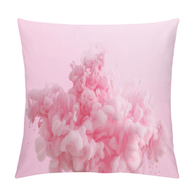 Personality  Close Up View Of Pink Smoky Paint In Water Isolated On Pink Pillow Covers