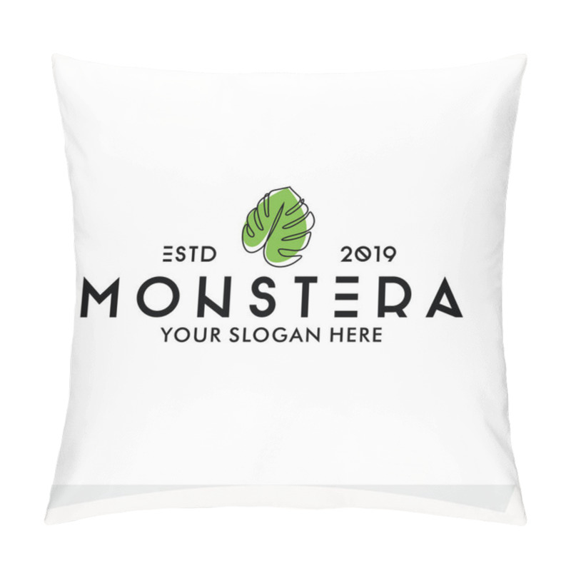 Personality  Tropical Monstera Logo Designs Template With White Background Pillow Covers