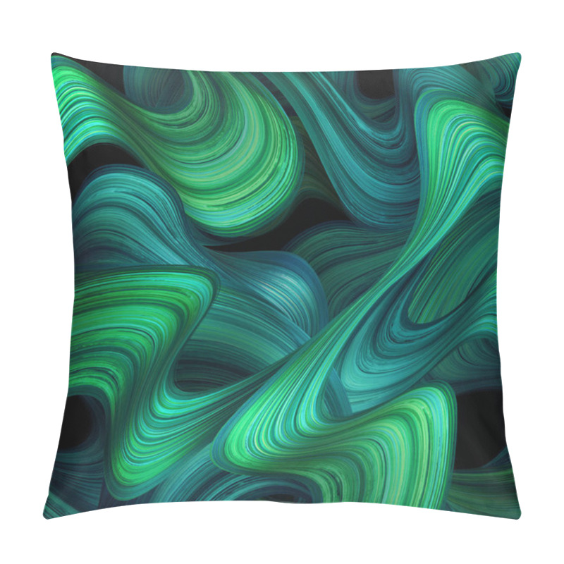 Personality  3d Render, Abstract Artistic Wavy Background, Emerald Green Brush Strokes, Paint Splash, Malachite Gouache Smears, Modern Dynamic Lines, Splatter Pillow Covers