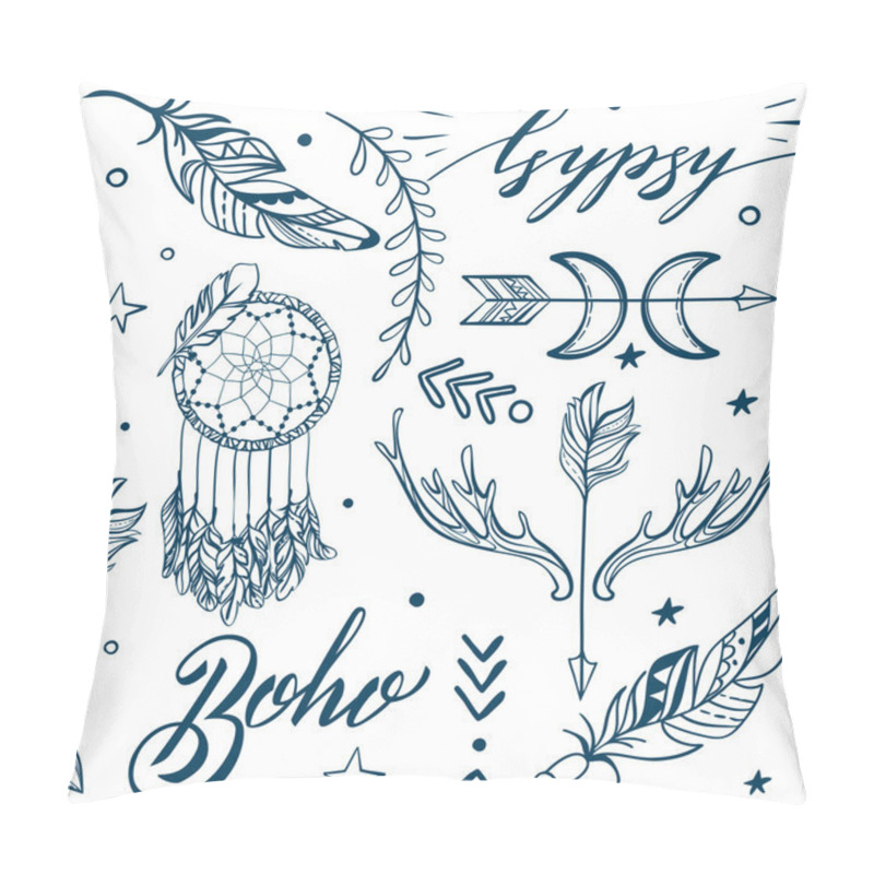 Personality  Vector Seamless Pattern Consist Of Ornamental Boho Style Elements. Pillow Covers