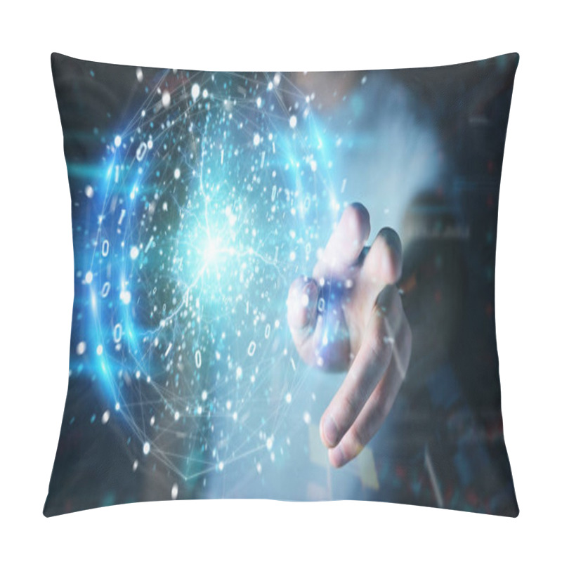 Personality  Businessman Hand Creating Renewable And Sustainable Eco Energy W Pillow Covers