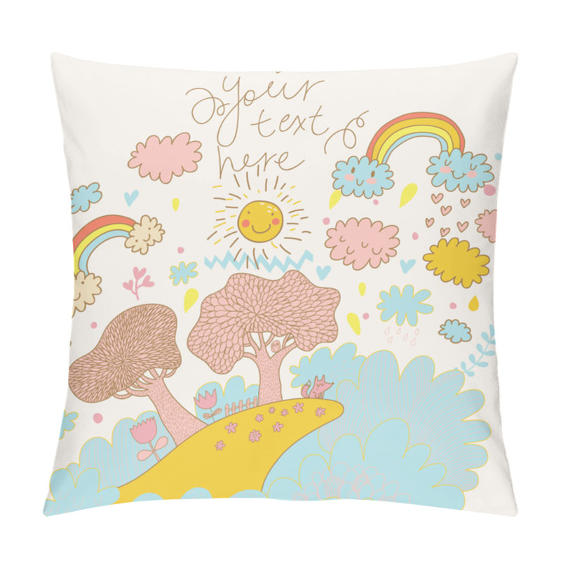 Personality  Weather Concept Cartoon Card In Vector. Pillow Covers