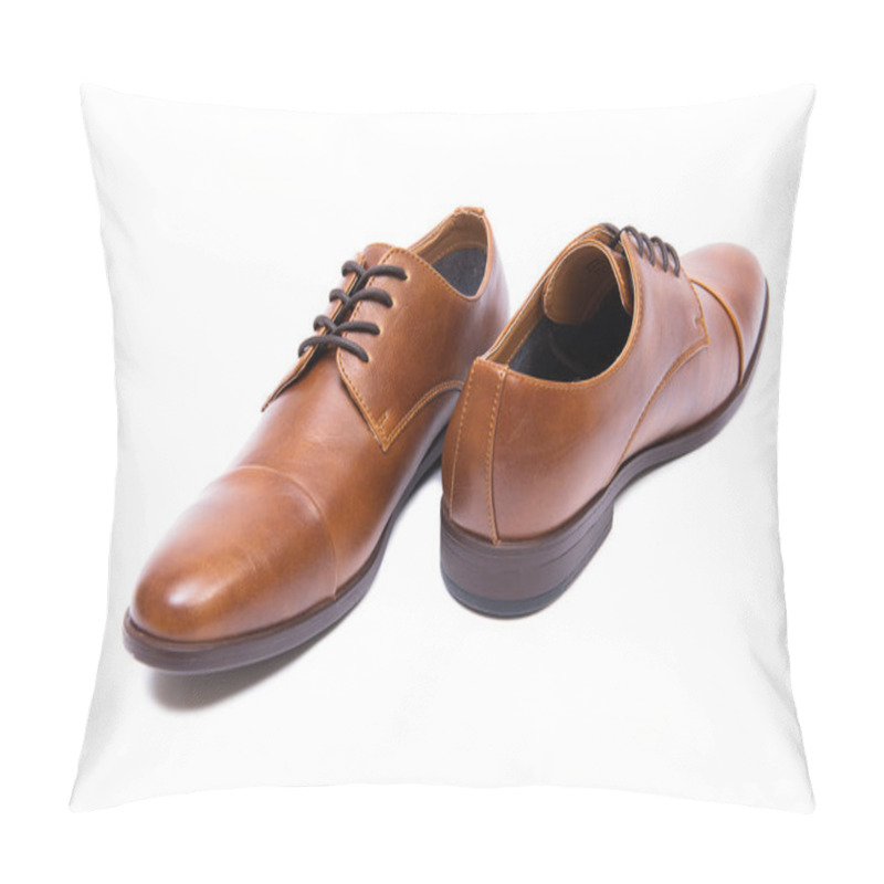 Personality  Brown Shoes Isolated On White Background Pillow Covers