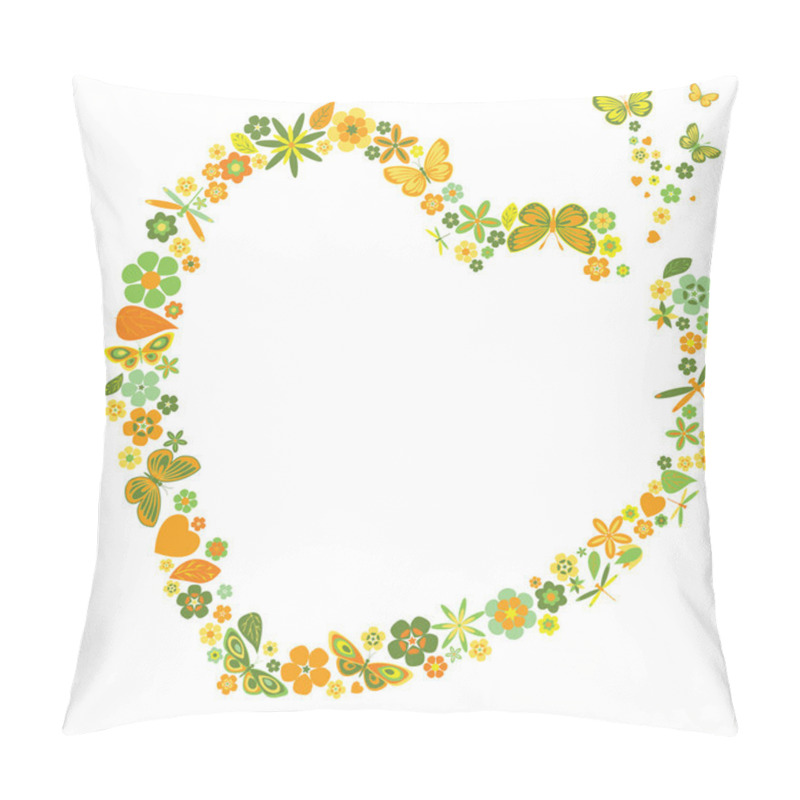 Personality  Holiday Heart With Flowers And Butterflies Pillow Covers