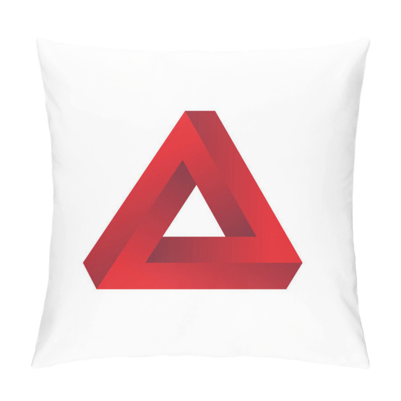 Personality  Red Triangle Optical Illusion Logo. Abstract 3D Isometric Vector Illustration. Pillow Covers