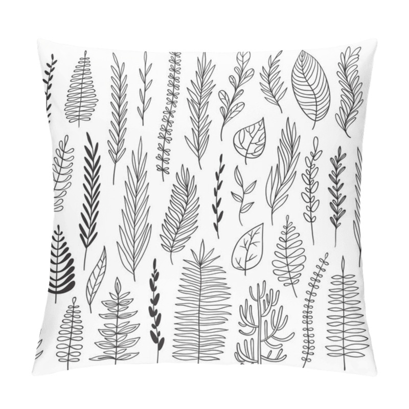 Personality  Vector Hand Drawn Botanical Elements Set. Monochrome Herbs Collection. Good For Wedding Invitation, Birthday Card, Web Page Design. Pillow Covers