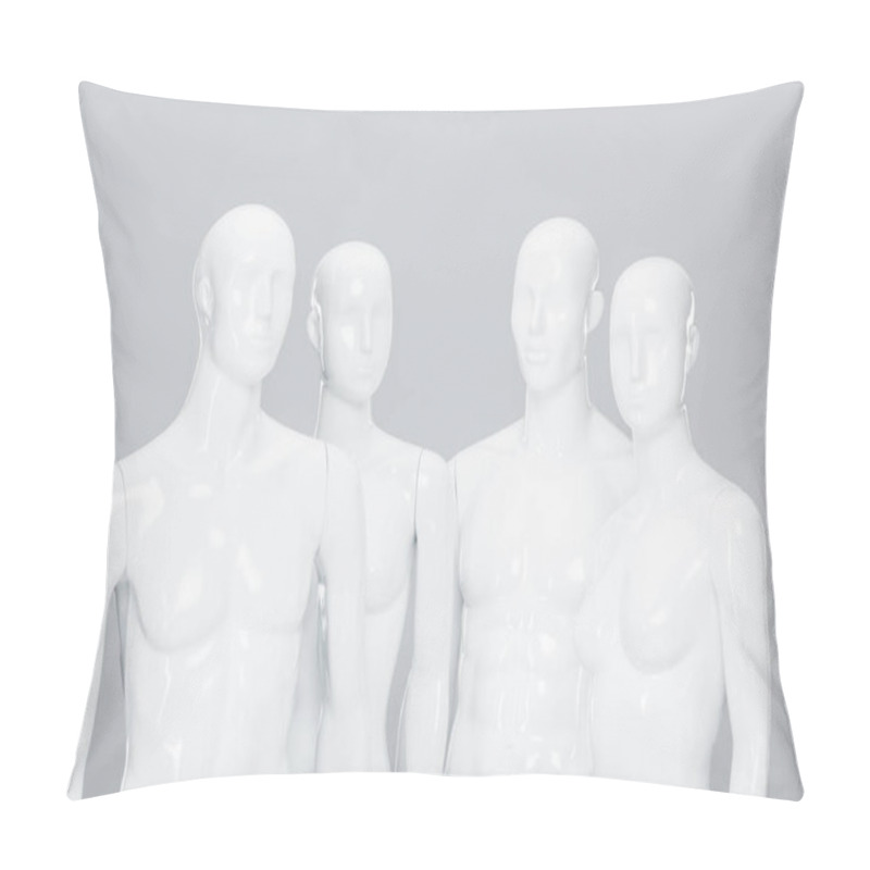 Personality  White Plastic Mannequin Dolls Isolated On Grey  Pillow Covers