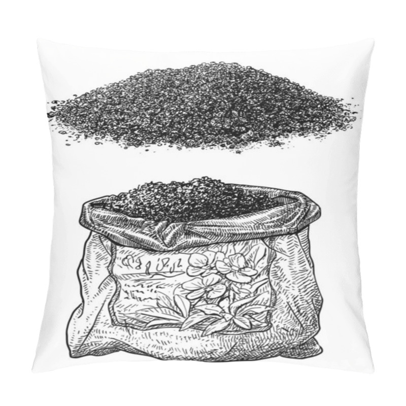 Personality  Soil And Plastic Bag Illustration, Drawing, Engraving, Ink, Line Art, Vector Pillow Covers