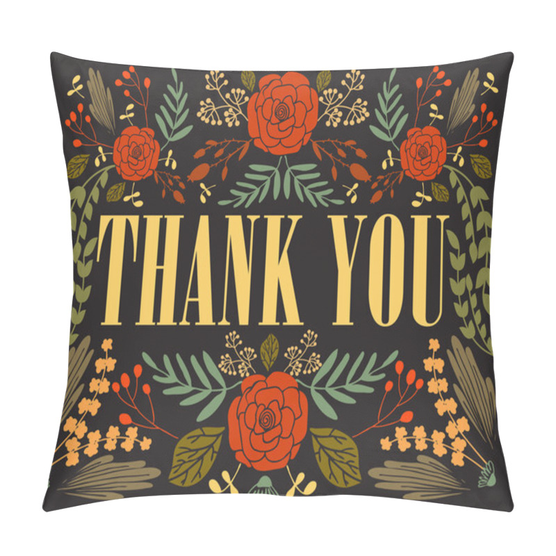 Personality  Words THANK YOU With  Flowers And Leaves Pillow Covers