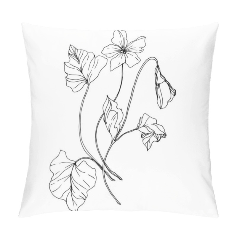 Personality  Vector Wildflowers Floral Botanical Flowers. Black And White Engraved Ink Art. Isolated Flower Illustration Element. Pillow Covers