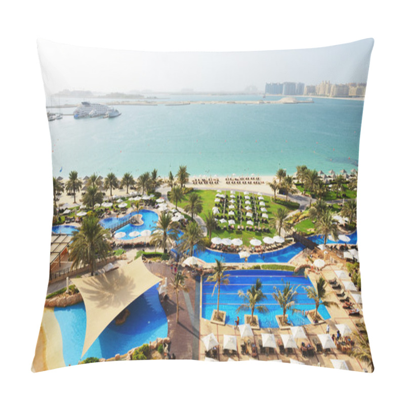 Personality  Beach With A View On Jumeirah Palm Man-made Island, Dubai, UAE Pillow Covers