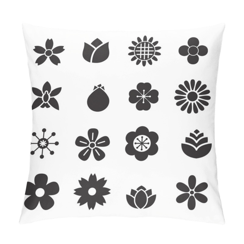 Personality  Silhouette Flower Icons  Set Vector Illustration Pillow Covers