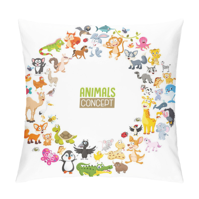 Personality  Vector Illustration Of Cartoon Animals Collection Pillow Covers