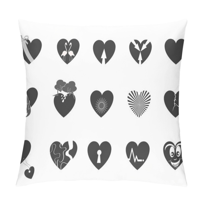 Personality  Black Loving Heart Icon Pillow Covers