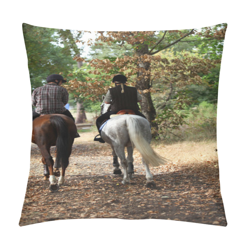 Personality  A Couple On A Horse Ride. Pillow Covers