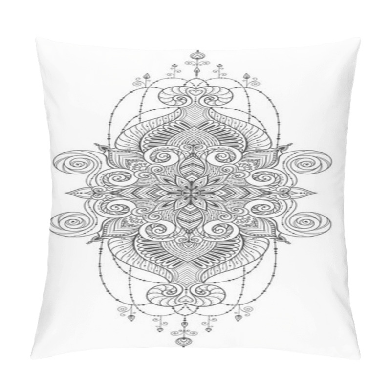 Personality  Asian Ethnic Floral Retro Doodle Black And White Background Pattern In Vector. Islam, Arabic, Indian, Ottoman Motifs Design Mehendi Pattern. Zentangle Circles For Printing On Fabric Or Paper. Pillow Covers