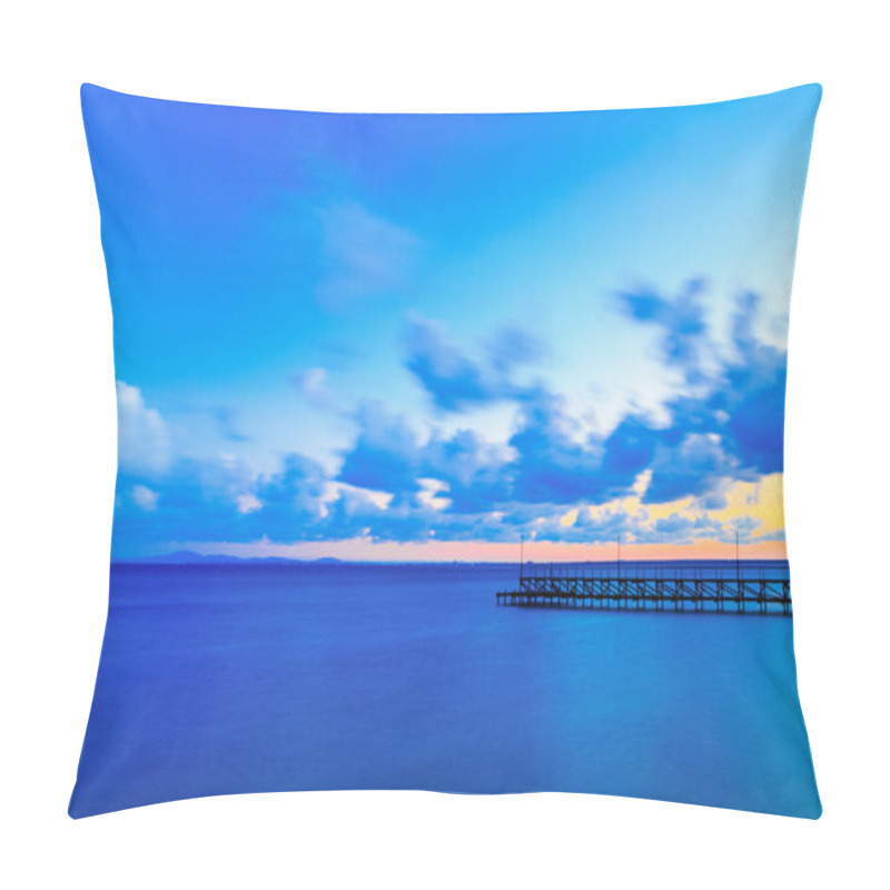 Personality  Pier In The Sea At Sunset, Ravda, Bulgaria. Pillow Covers