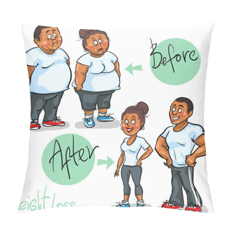 Personality  Man And Woman Before And After Weight Loss Program Pillow Covers