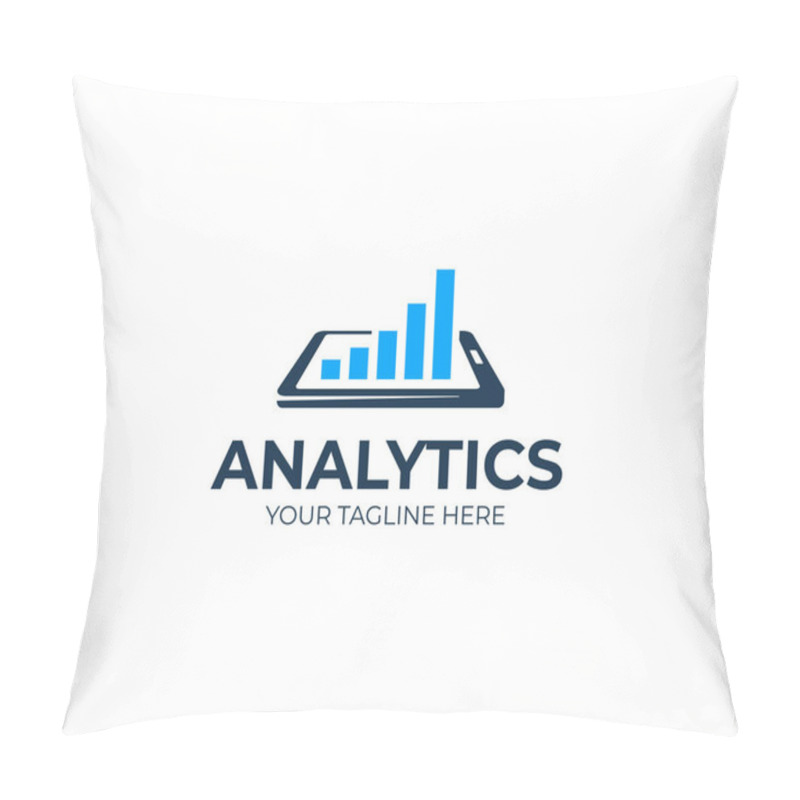 Personality  Analytics And Smartphone Logo Template. Mobile Analysis Vector Design. Phone And Growth Chart Logotype Pillow Covers