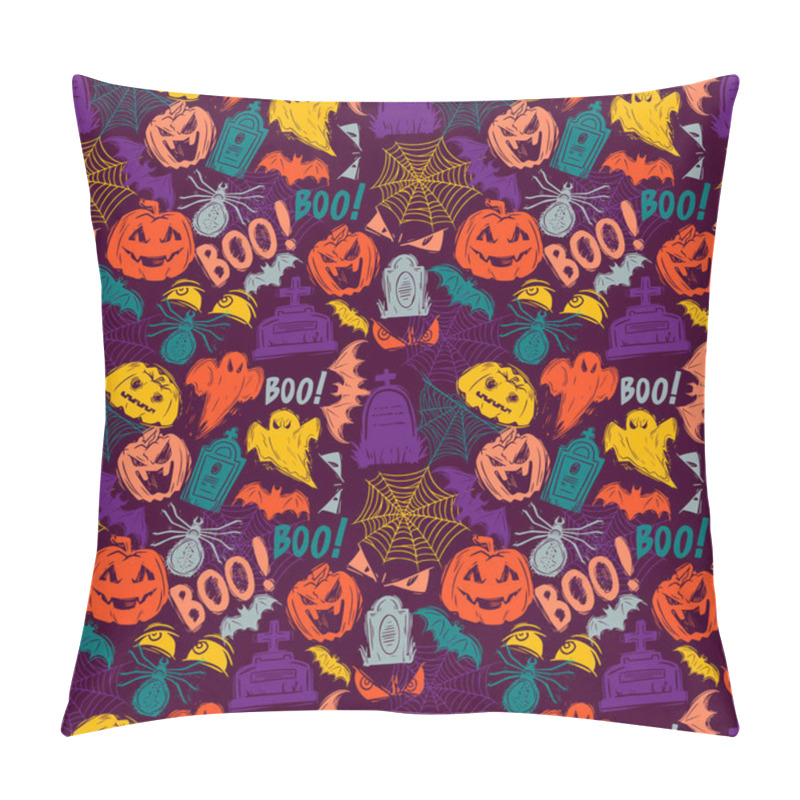 Personality  Halloween Holiday Chaotic Hand Drawn Seamless Pattern Pillow Covers