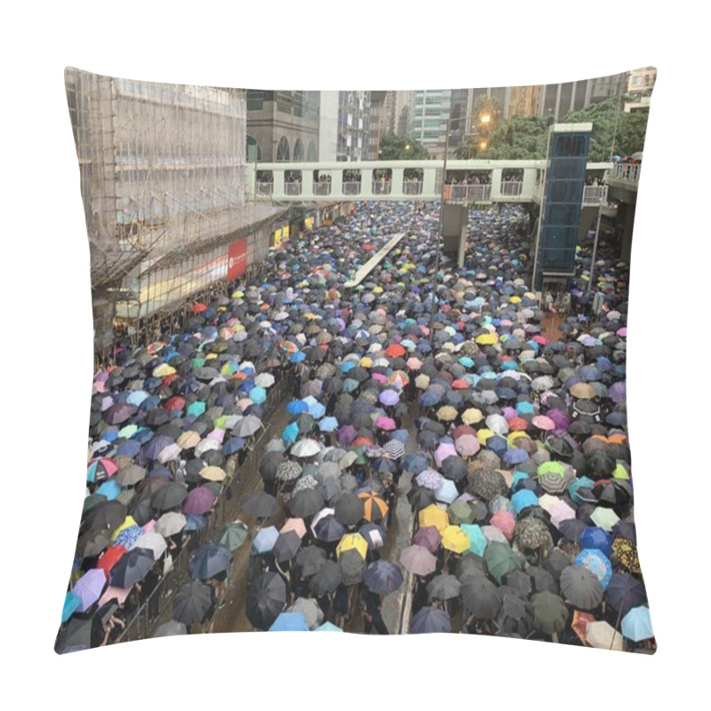 Personality  Hong Kong -18 August 2019: Million Of Protesters Go To Causeway Bay To The Rally Which Held By Civil Human Rights Front . Hk People Oppose A Controversial Extradition Bill Which May Include China. Pillow Covers