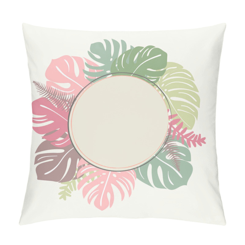 Personality  Cute Frame Card With Tropical Monstera Leaves.  Pillow Covers