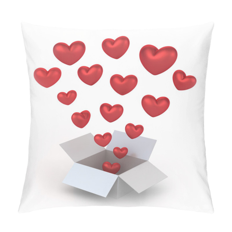 Personality  Opened Gift Box Red Heart Inside Pillow Covers