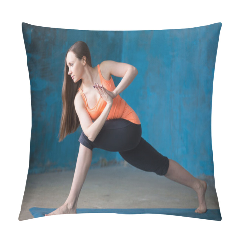 Personality  Sporty Beautiful Young Woman Doing Parivritta Parsvakonasana Pos Pillow Covers