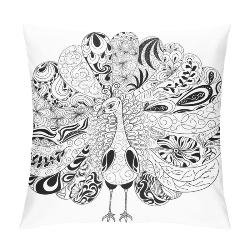 Personality  Peacock Doodle Illustration Pillow Covers