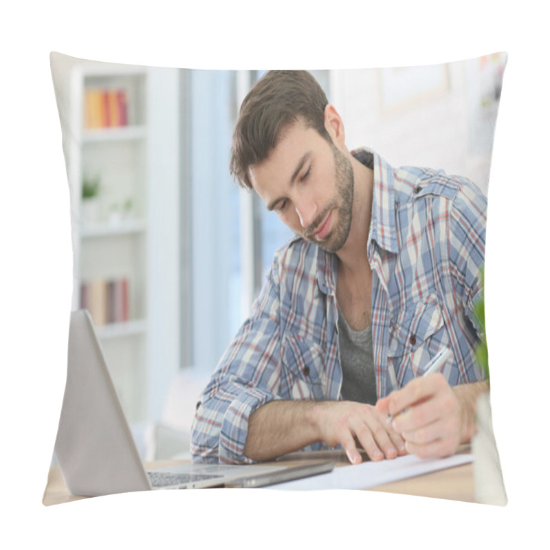 Personality  Worker Taking Notes On Paper Pillow Covers