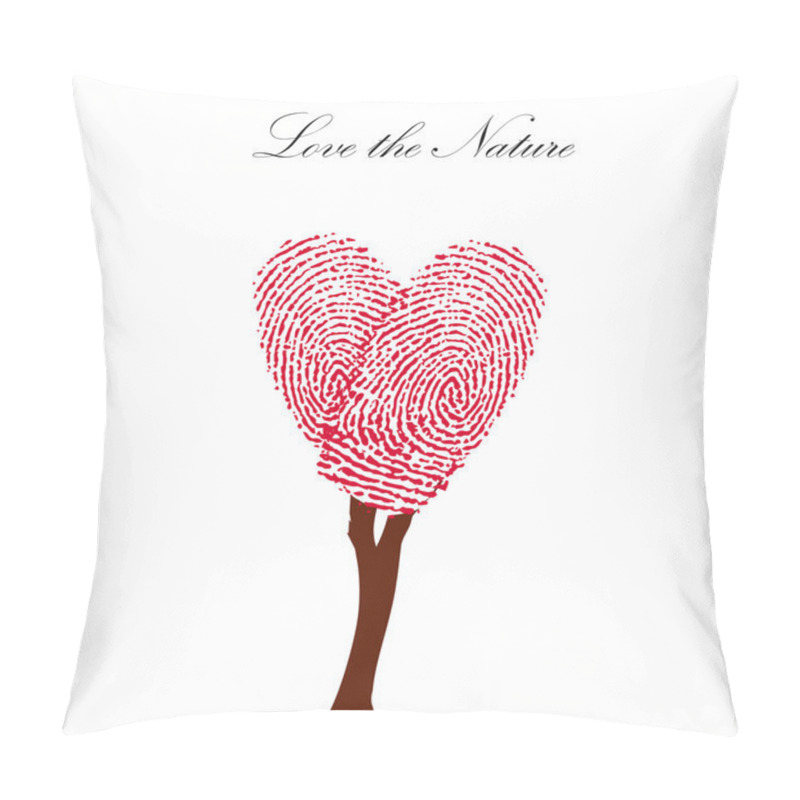 Personality  Heart Pink Tree With Finger Prints Vector EPS Illustration. Pillow Covers