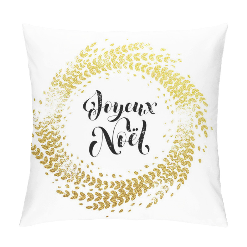 Personality  French Merry Christmas Joyeux Noel Golden Glitter Decoration Wreath Pillow Covers