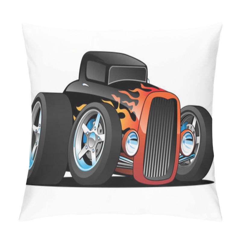 Personality  Hot Rod Classic Coupe Custom Car Cartoon Vector Illustration  Pillow Covers