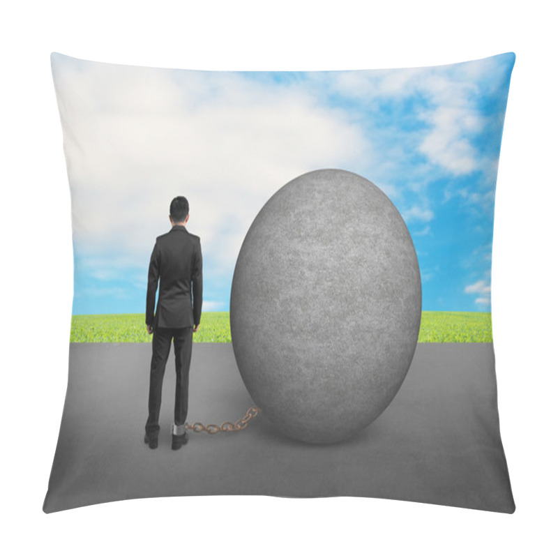 Personality  Business Man Being Trapped With Concrete Ball Pillow Covers