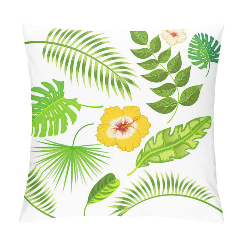 Personality  Tropical Leaves And Flowers Vector Pillow Covers