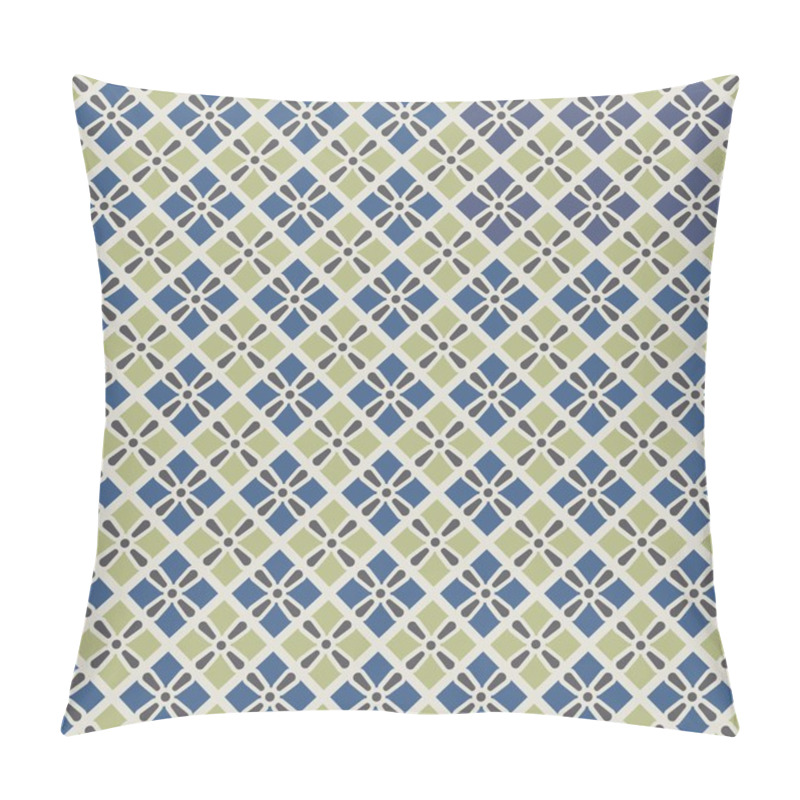 Personality  Retro Geometric Seamless Pattern In Blue, And Grey Pillow Covers