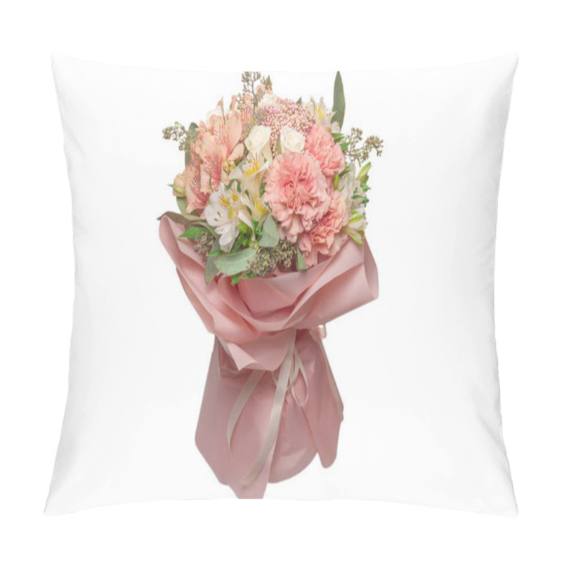 Personality  Bouquet Of  Soft Pink Flowers In Pink Wrapping Paper.  Pillow Covers